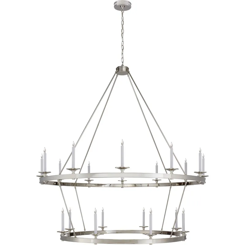 Big Sale Chapman & Myers Launceton 20 Light 63.5 inch Polished Nickel Two Tiered Chandelier Ceiling Light, XXL