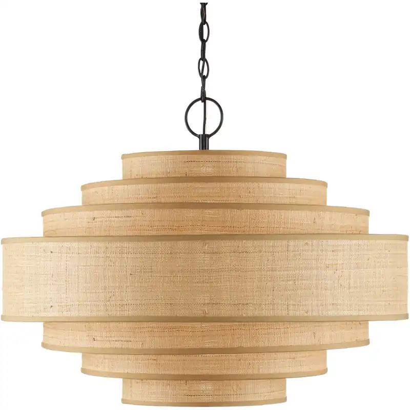 Maura 6 Light 30 inch Satin Black/Natural Chandelier Ceiling Light Trusted Brand