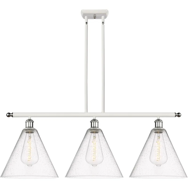 Ballston Ballston Cone LED 38.5 inch White and Polished Chrome Island Light Ceiling Light in Seedy Glass Trusted Brand