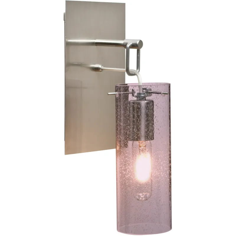 Juni 10 1 Light Satin Nickel Wall Pendant Ceiling Light in Plum Bubble Glass Markdown