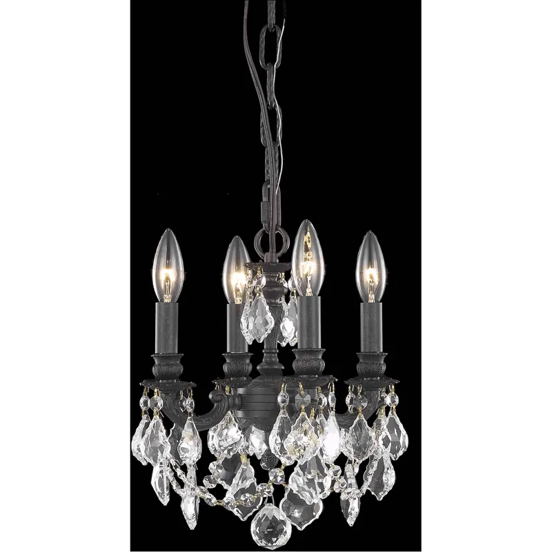 Authentic Lillie 4 Light 10 inch Dark Bronze Pendant Ceiling Light in Clear, Royal Cut
