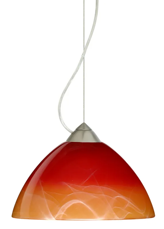 Tessa 1 Light Satin Nickel Pendant Ceiling Light in Solare Glass, Incandescent Best Price