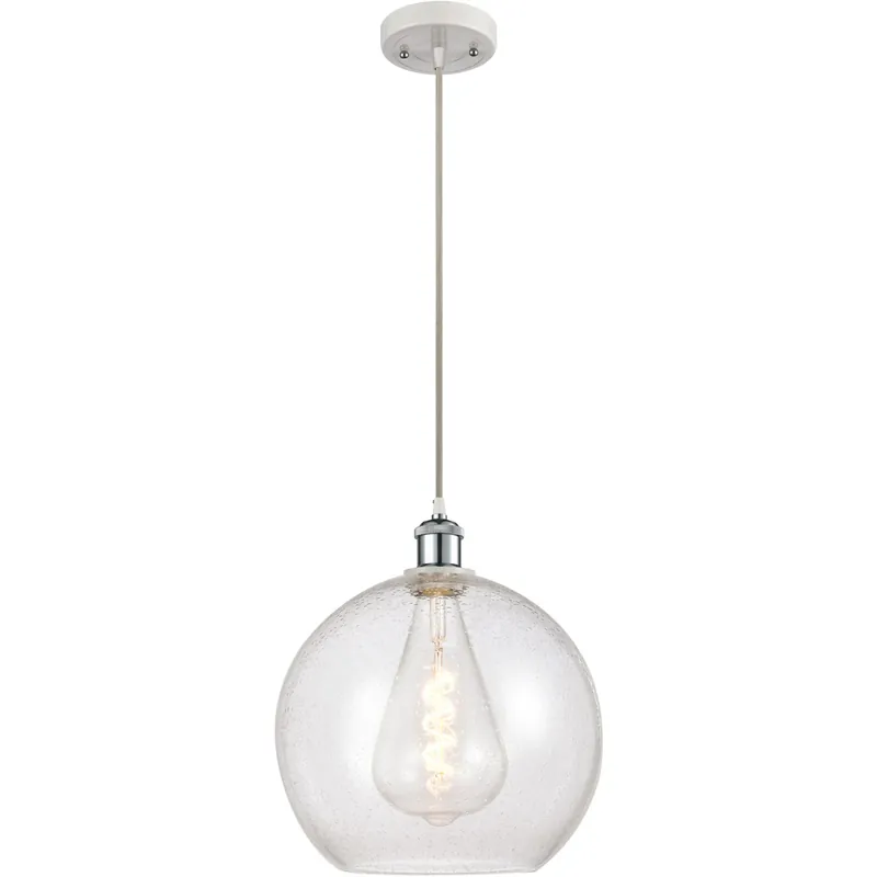 Ballston Athens LED 11.75 inch White and Polished Chrome Mini Pendant Ceiling Light in Seedy Glass, Silver Today Only