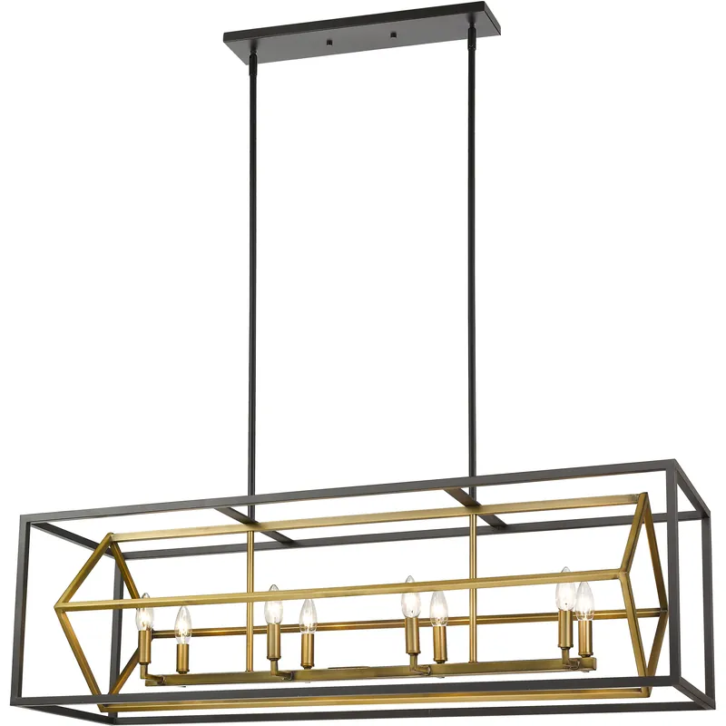 Best Price Euclid 8 Light 44 inch Olde Brass and Bronze Linear Chandelier Ceiling Light