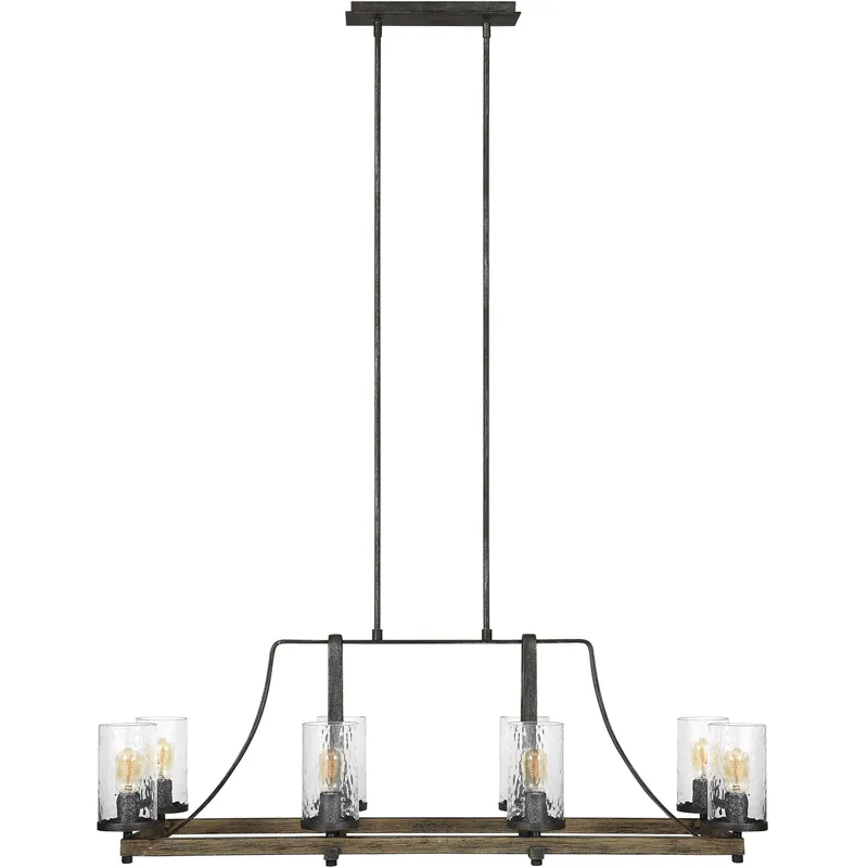 Secure Checkout Lanesnoro 8 Light 16 inch Distressed Weathered Oak and Slated Grey Metal Chandelier Ceiling Light