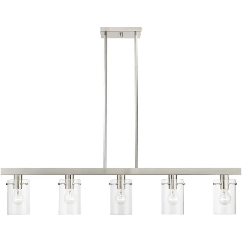 Munich 5 Light 42 inch Brushed Nickel Linear Chandelier Ceiling Light Brand New