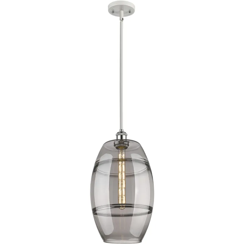 Next Day Delivery Ballston Vaz 1 Light 10 inch White Polished Chrome Stem Hung Mini Pendant Ceiling Light
