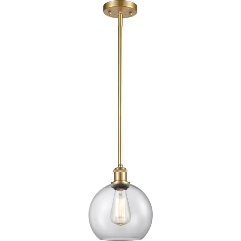 Cheap Ballston Athens LED 8 inch Satin Gold Pendant Ceiling Light in Clear Glass, Ballston