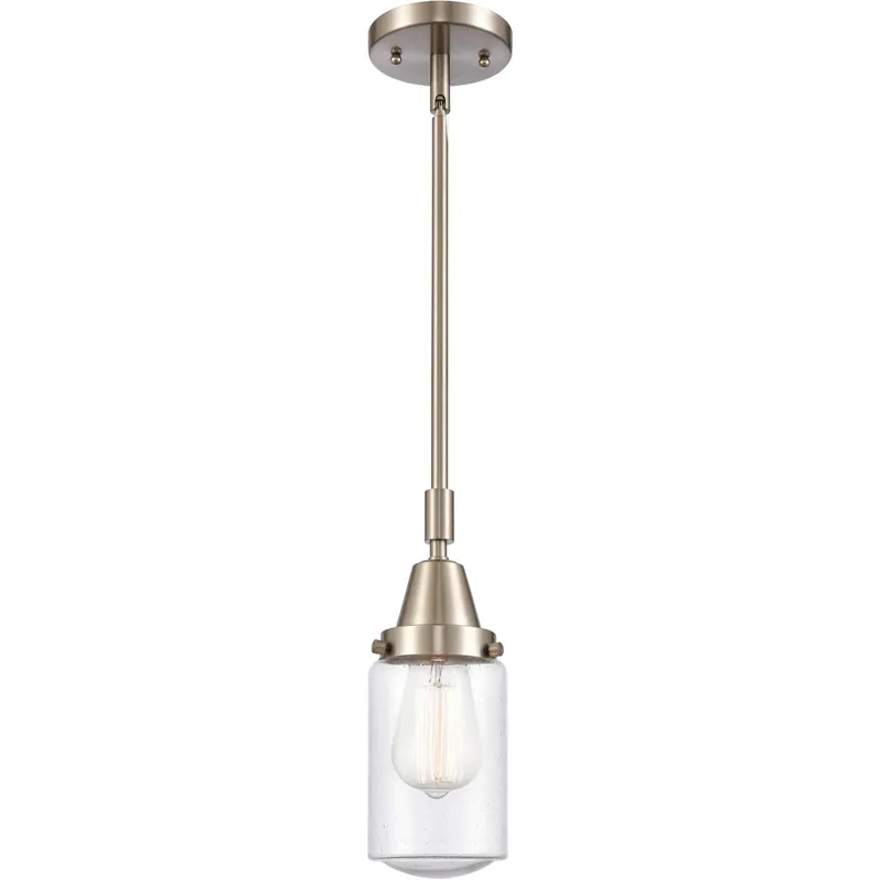 Franklin Restoration Dover 1 Light 5 inch Brushed Satin Nickel Mini Pendant Ceiling Light in Seedy Glass Price Drop