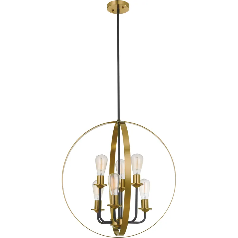 Neighborhood Randolph 6 Light 24 inch Flat Black/Satin Brass Foyer Light Ceiling Light in Flat Black and Satin Brass, Neighborhood Collection Affordable