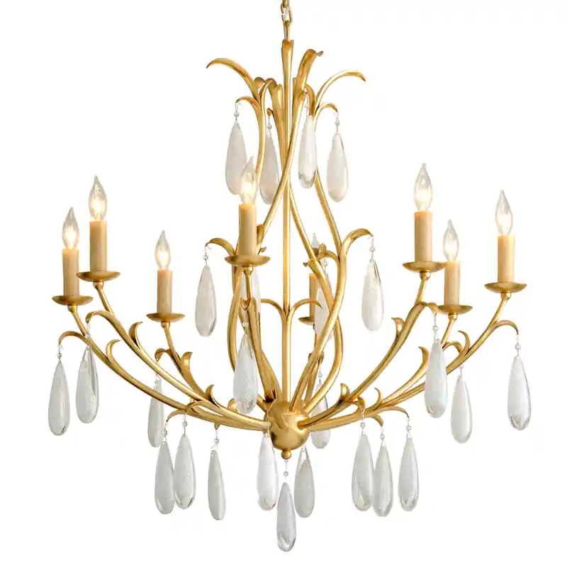 Prosecco 8 Light 34.75 inch Gold Leaf Chandelier Ceiling Light Big Sale