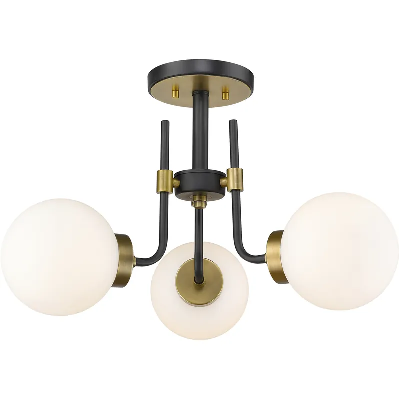 Parsons 3 Light 22 inch Matte Black and Olde Brass Semi Flush Mount Ceiling Light Wholesale