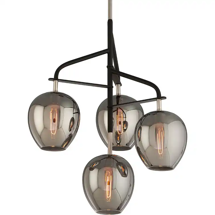 Odyssey 4 Light 24 inch Textured Black and Polish Nickel Chandelier Ceiling Light Top Rated