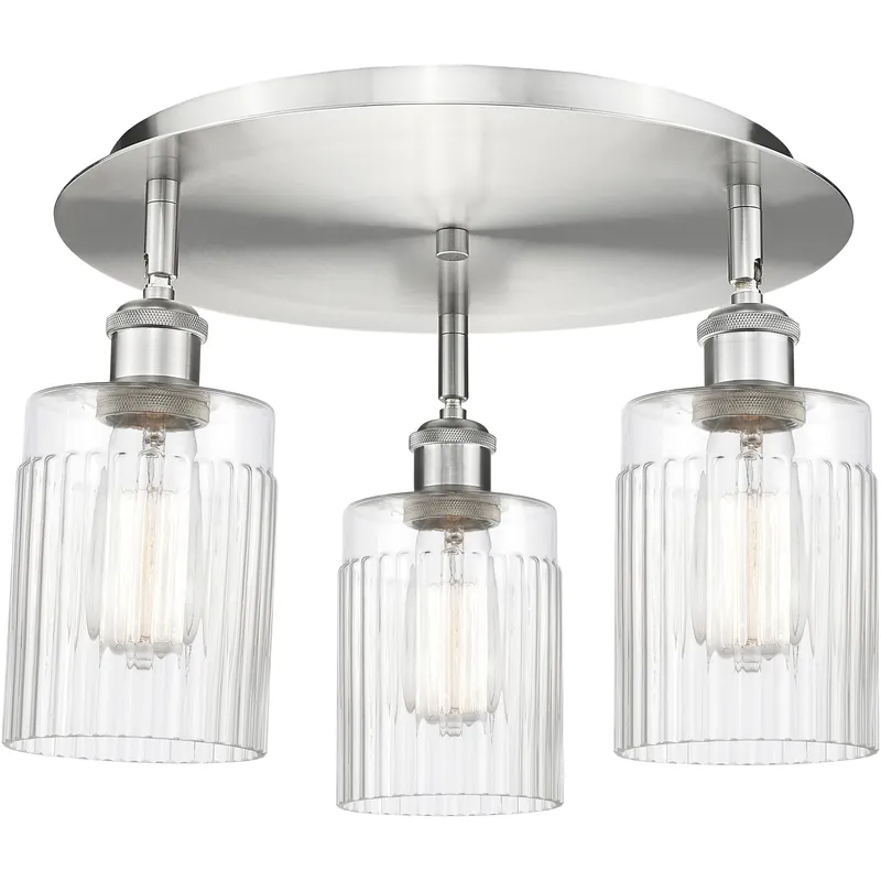Hadley 3 Light 16.25 inch Satin Nickel Flush Mount Ceiling Light in Clear Get Yours