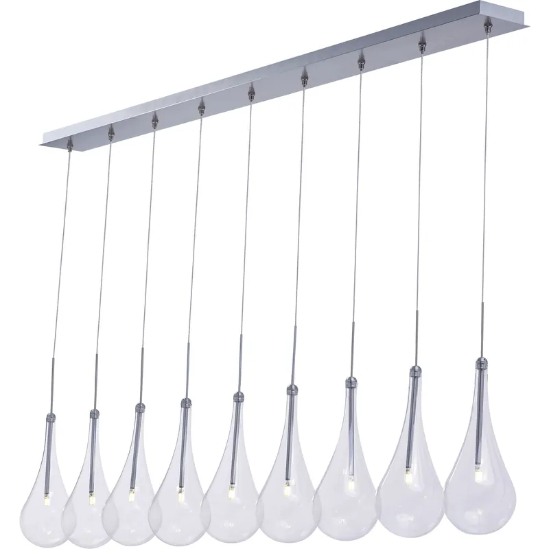 Secure Checkout Larmes LED LED 58 inch Polished Chrome Linear Pendant Ceiling Light, item CAN NOT be installed on a sloped ceiling due to canopy