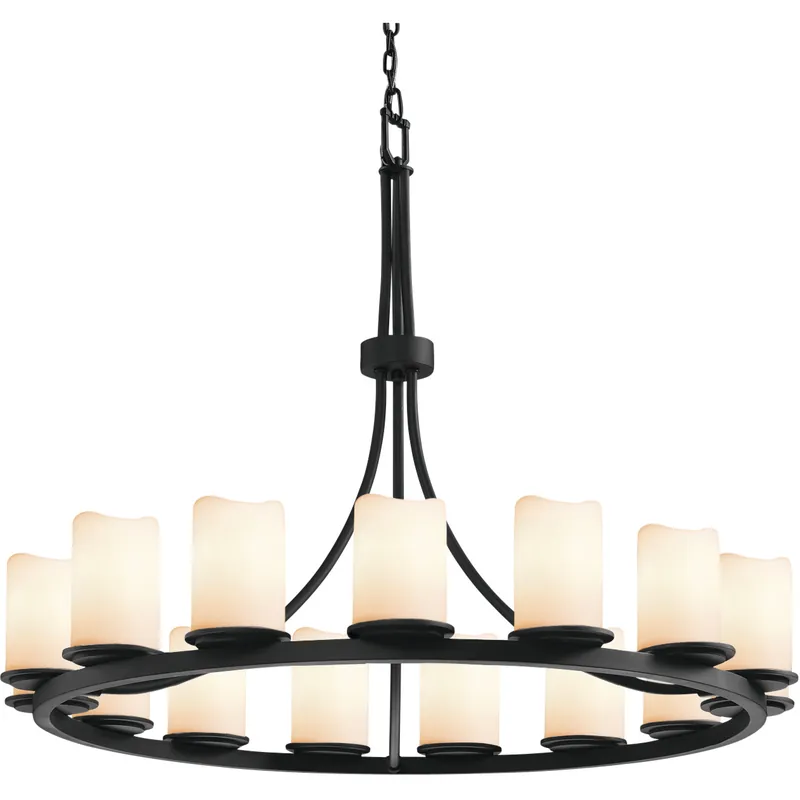 One Day Deal Candlearia 15 Light 42 inch Matte Black Chandelier Ceiling Light in Cream (CandleAria), Cylinder with Melted Rim, Incandescent