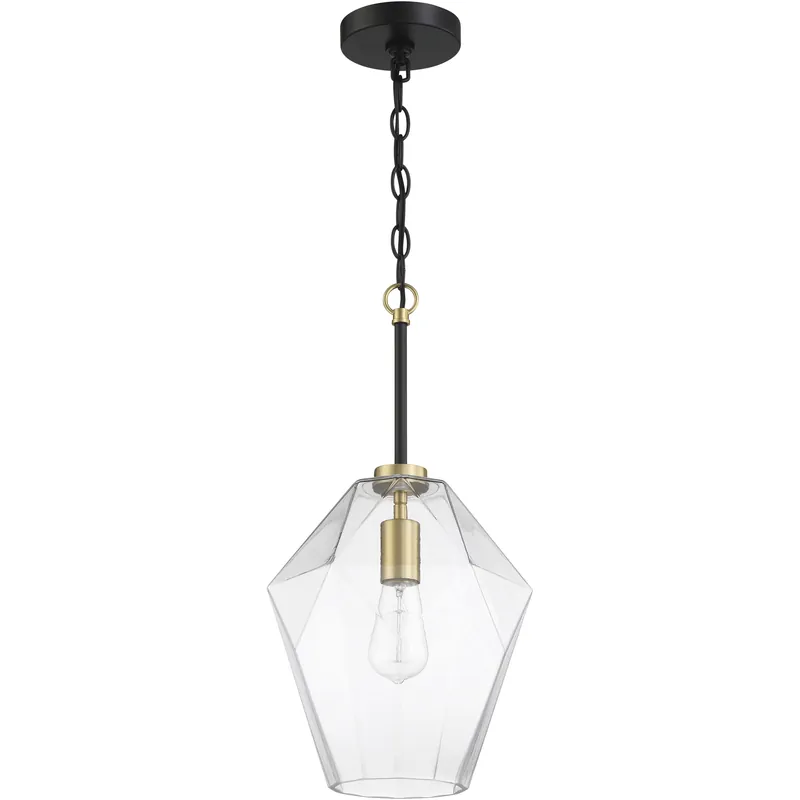 Secure Checkout Avante Grand 1 Light 9 inch Flat Black/Satin Brass Pendant Ceiling Light