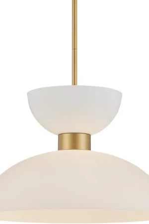 Zevio 1 Light 15.75 inch Antique Brass and White and Opaque Pendant Ceiling Light Latest