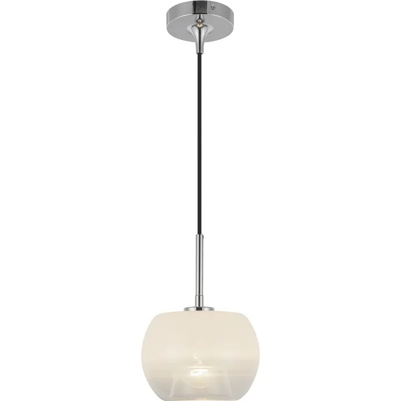 Samar 1 Light 7.5 inch Chrome Pendant Ceiling Light in Transition Opal Glass Luxury