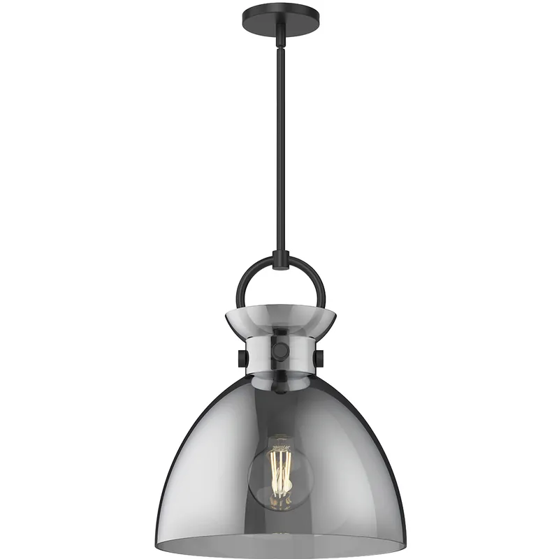 No Minimum Order Alora Mood Waldo Pendant Ceiling Light in Matte Black, Smoked Glass