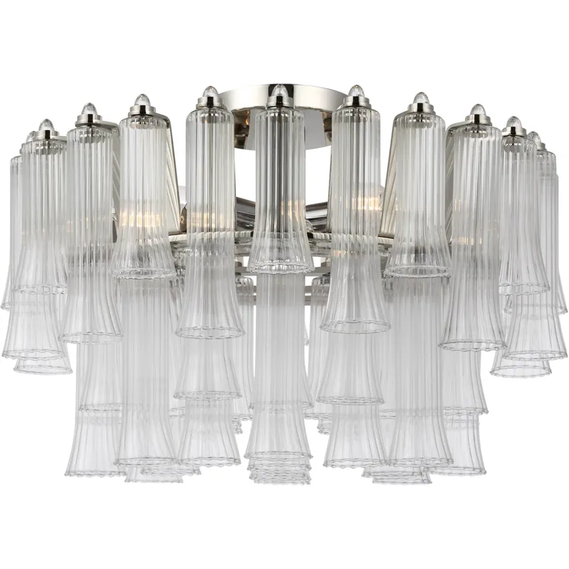 Best Seller Julie Neill Lorelei LED 18 inch Polished Nickel Semi-Flush Mount Ceiling Light