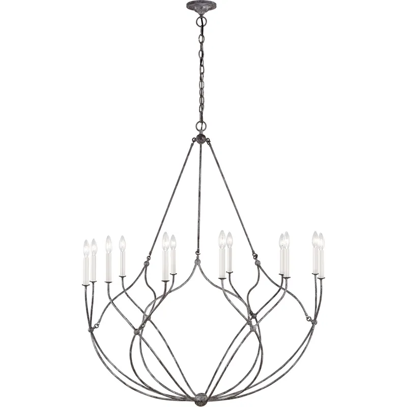 C&M by Chapman & Myers Richmond 12 Light 43.5 inch Weathered Galvanized Chandelier Ceiling Light Direct From Manufacturer