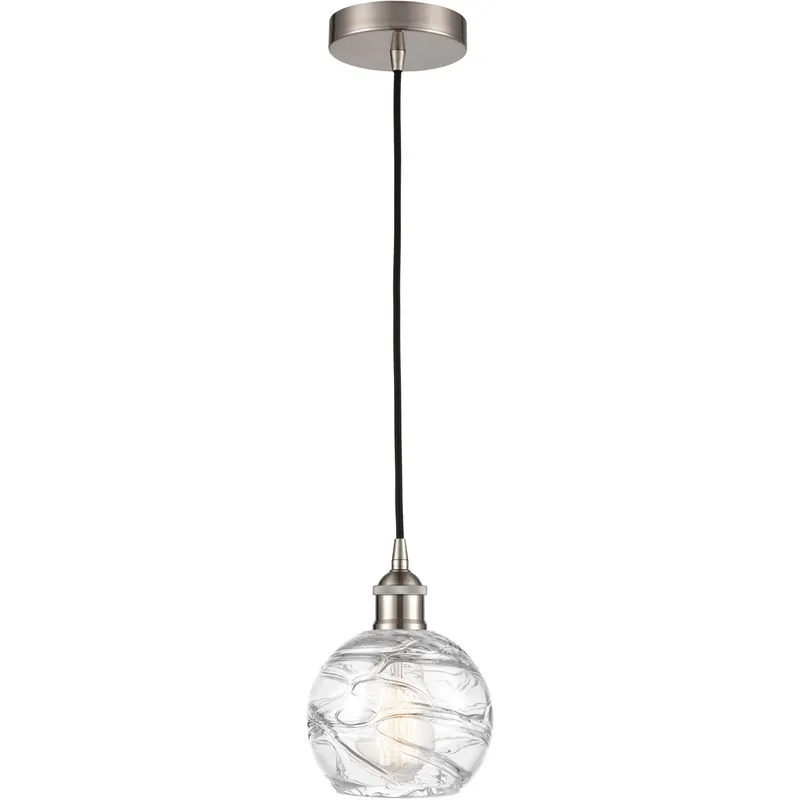 Free Shipping Edison Athens Deco Swirl LED 6 inch Brushed Satin Nickel Mini Pendant Ceiling Light