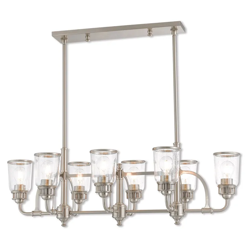 Lawrenceville 8 Light 40 inch Brushed Nickel Linear Chandelier Ceiling Light Best Choice
