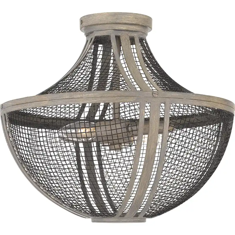Fan Favorite Hallie 2 Light 15.25 inch Distressed Grey Wood Semi-Flush Mount Ceiling Light, Medium