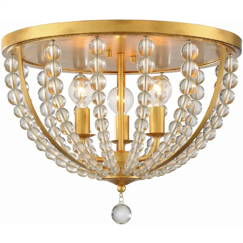 Roxy 3 Light 16.5 inch Antique Gold Flush Ceiling Light Must Have