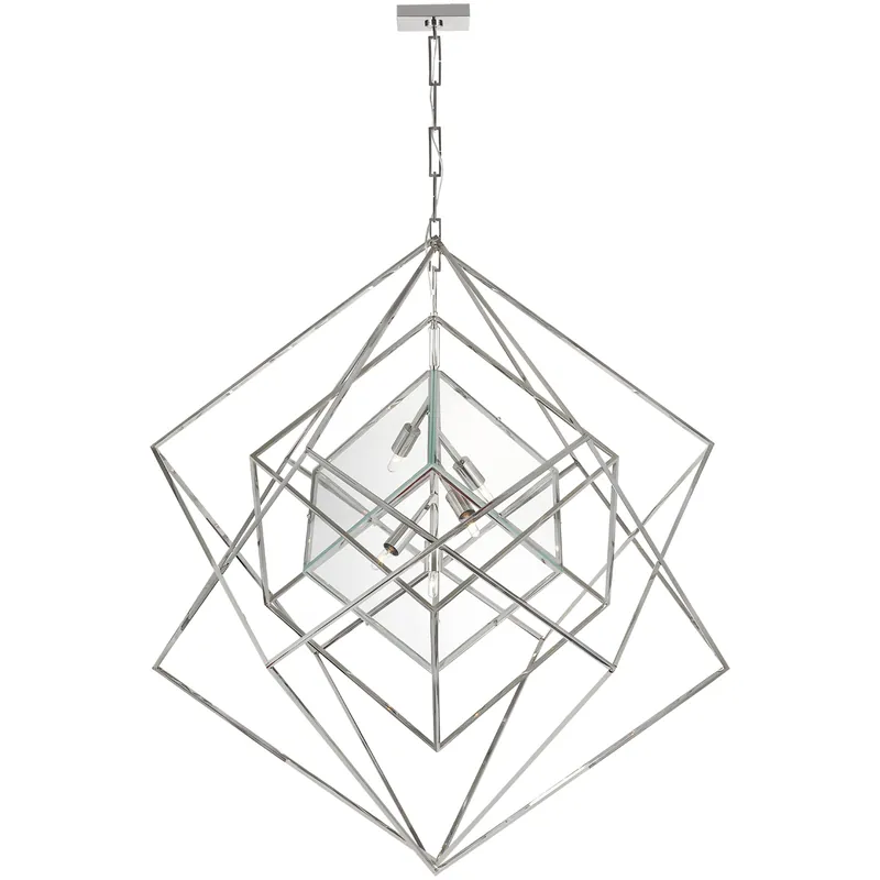 Kelly Wearstler Cubist 5 Light 45.5 inch Polished Nickel Chandelier Ceiling Light, Large One Day Deal