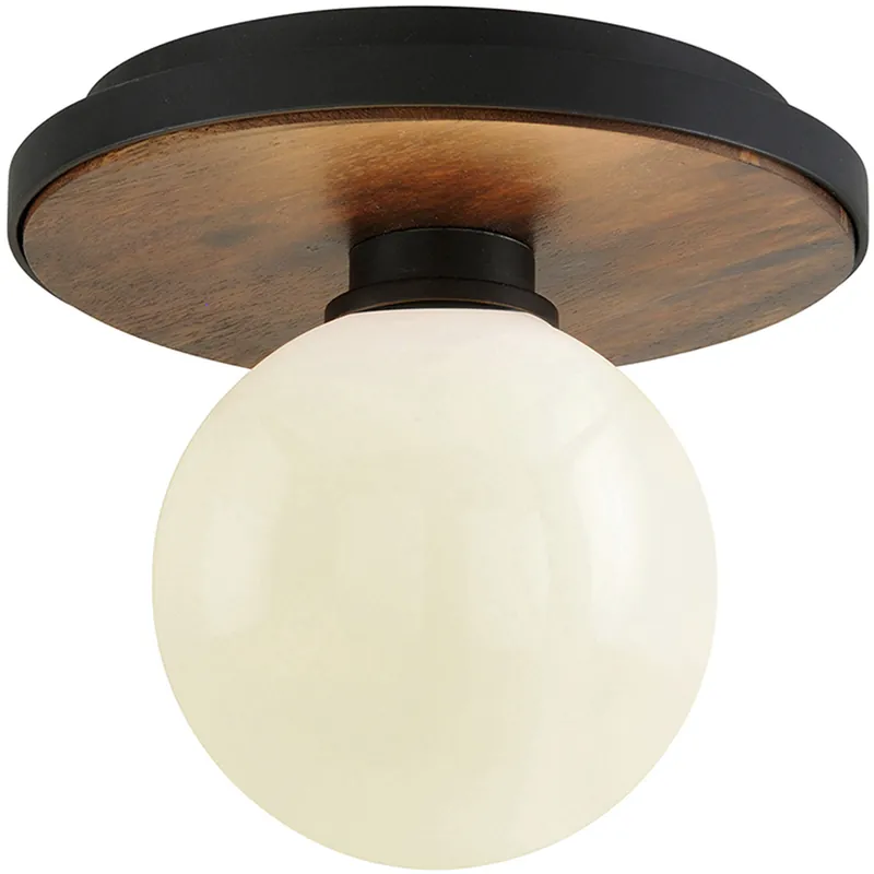 Limited Time Cadet 1 Light 9 inch Black And Natural Acacia Flush Mount Ceiling Light