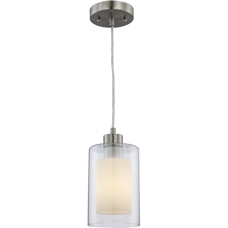 Luxury Modesto 1 Light 5 inch Brushed Nickel Cylinder Pendant Ceiling Light