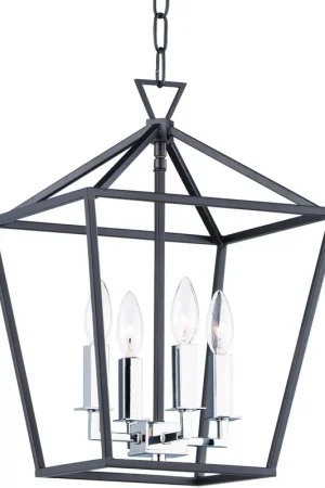 Abode 4 Light 12 inch Textured Black/Polished Nickel Chandelier Ceiling Light in Textured Black and Polished Nickel Deal