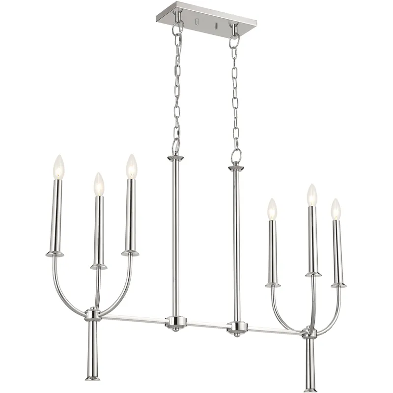 Free Shipping Florence 6 Light 10 inch Polished Nickel Chandelier Linear Ceiling Light