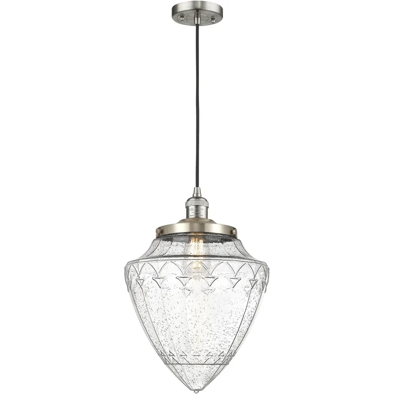 Franklin Restoration Bullet 1 Light 12 inch Brushed Satin Nickel Mini Pendant Ceiling Light in Incandescent, Seedy Price Cut