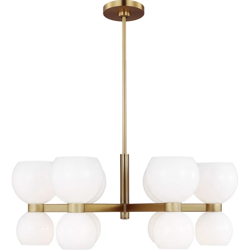 Buy Direct kate spade new york Londyn 12 Light 28 inch Burnished Brass with Milk White Glass Chandelier Ceiling Light