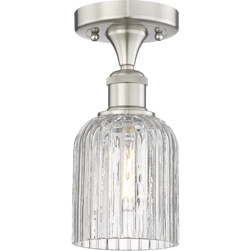 Bridal Veil 1 Light 5 inch Satin Nickel Semi-Flush Mount Ceiling Light in Clear Direct From Manufacturer