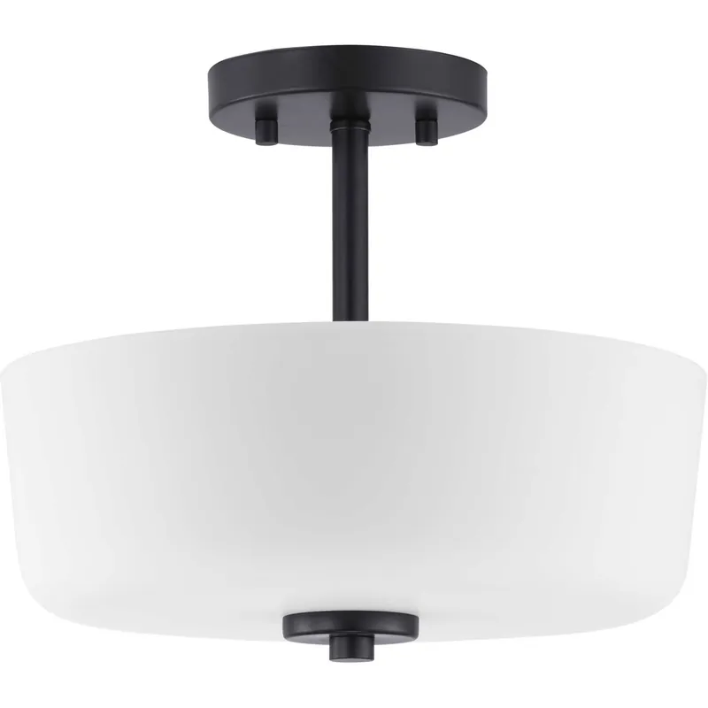 Tobin 2 Light 12 inch Matte Black Semi-Flush Mount Convertible Ceiling Light Grab Now