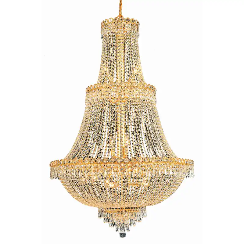 Century 17 Light 30 inch Gold Foyer Ceiling Light in Royal Cut Fast Shipping