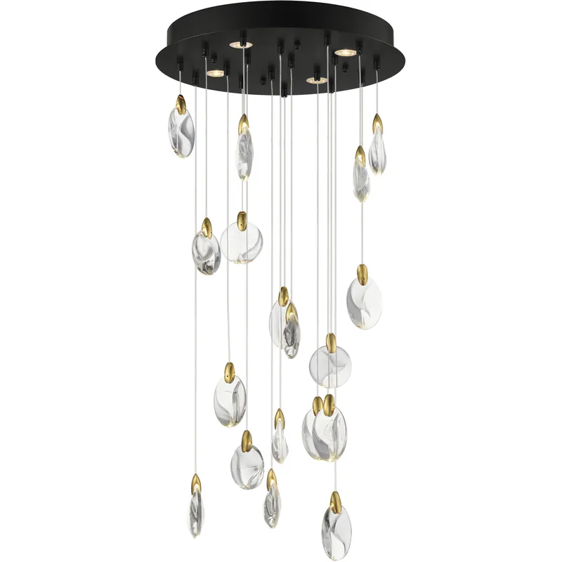 Pebble LED 21.75 inch Black and Polished Gold Multi-Light Pendant Ceiling Light Seasonal Sale