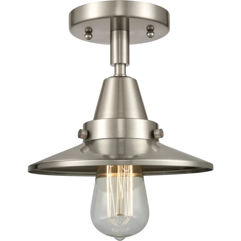 Franklin Restoration Railroad LED 8 inch Brushed Satin Nickel Flush Mount Ceiling Light Holiday Sale