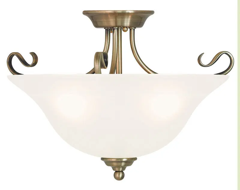 Handmade Coronado 3 Light 19 inch Antique Brass Semi-Flush Mount Ceiling Light
