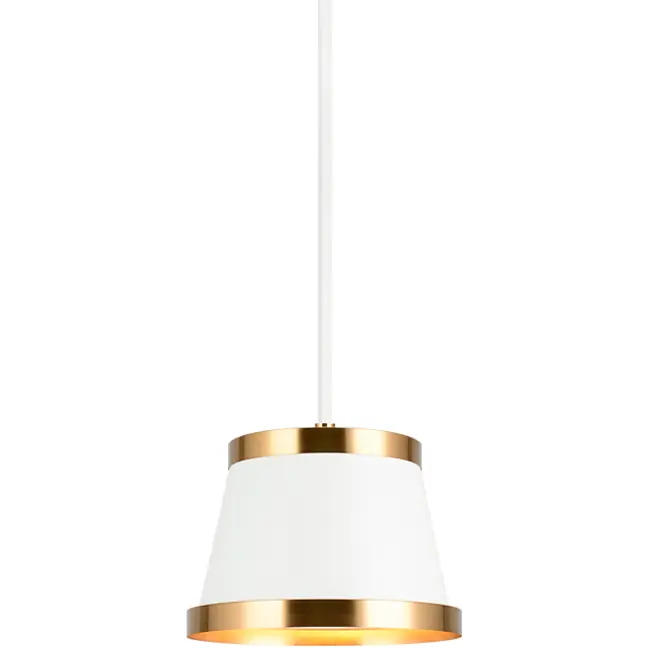 Caske 1 Light 8.38 inch White Pendant Ceiling Light in White and Aged Gold Brass Top Rated