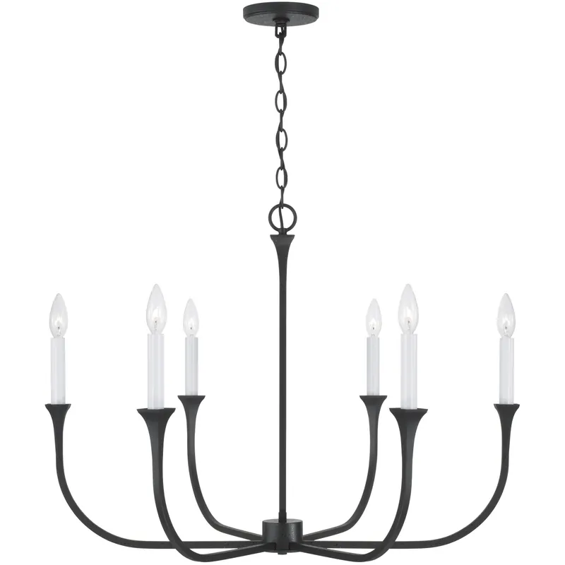 Decklan 6 Light 32 inch Black Iron Chandelier Ceiling Light Direct From Factory