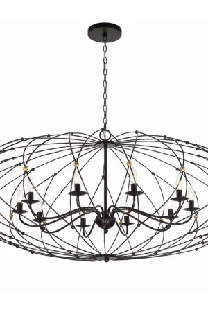 Zucca 10 Light 58 inch English Bronze and Antique Gold Chandelier Ceiling Light Affordable