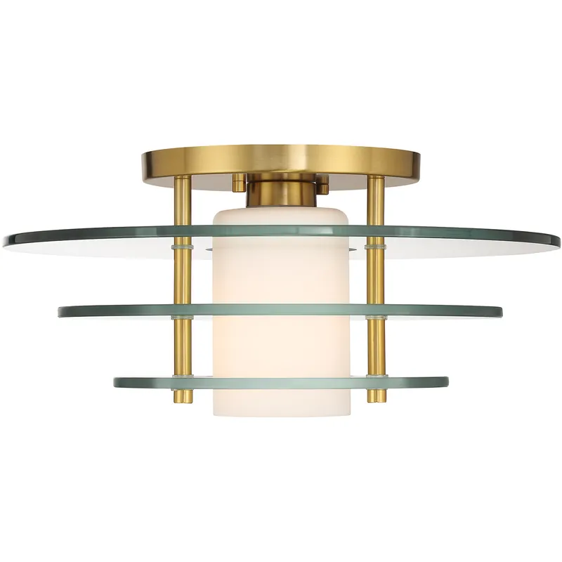 Newell 1 Light 16 inch Warm Brass Semi-Flush Ceiling Light Certified