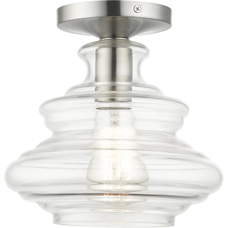 Special Offer Everett 1 Light 9 inch Brushed Nickel with Chrome Finish Accents Semi-Flush Ceiling Light