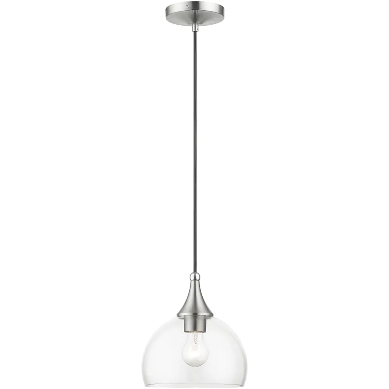 Best Seller Glendon 1 Light 8.25 inch Brushed Nickel with Polished Chrome Finish Accents Glass Pendant Ceiling Light in Brushed Nickel & Polished Chrome