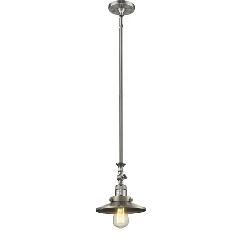 Franklin Restoration Railroad 1 Light 8 inch Brushed Satin Nickel Mini Pendant Ceiling Light in Incandescent, Franklin Restoration Holiday Sale